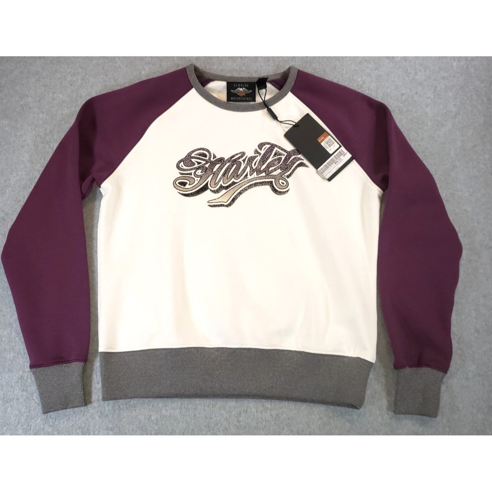 Harley-Davidson Womens Colorblock Sweatshirt Sz M White Purple Gray NEW